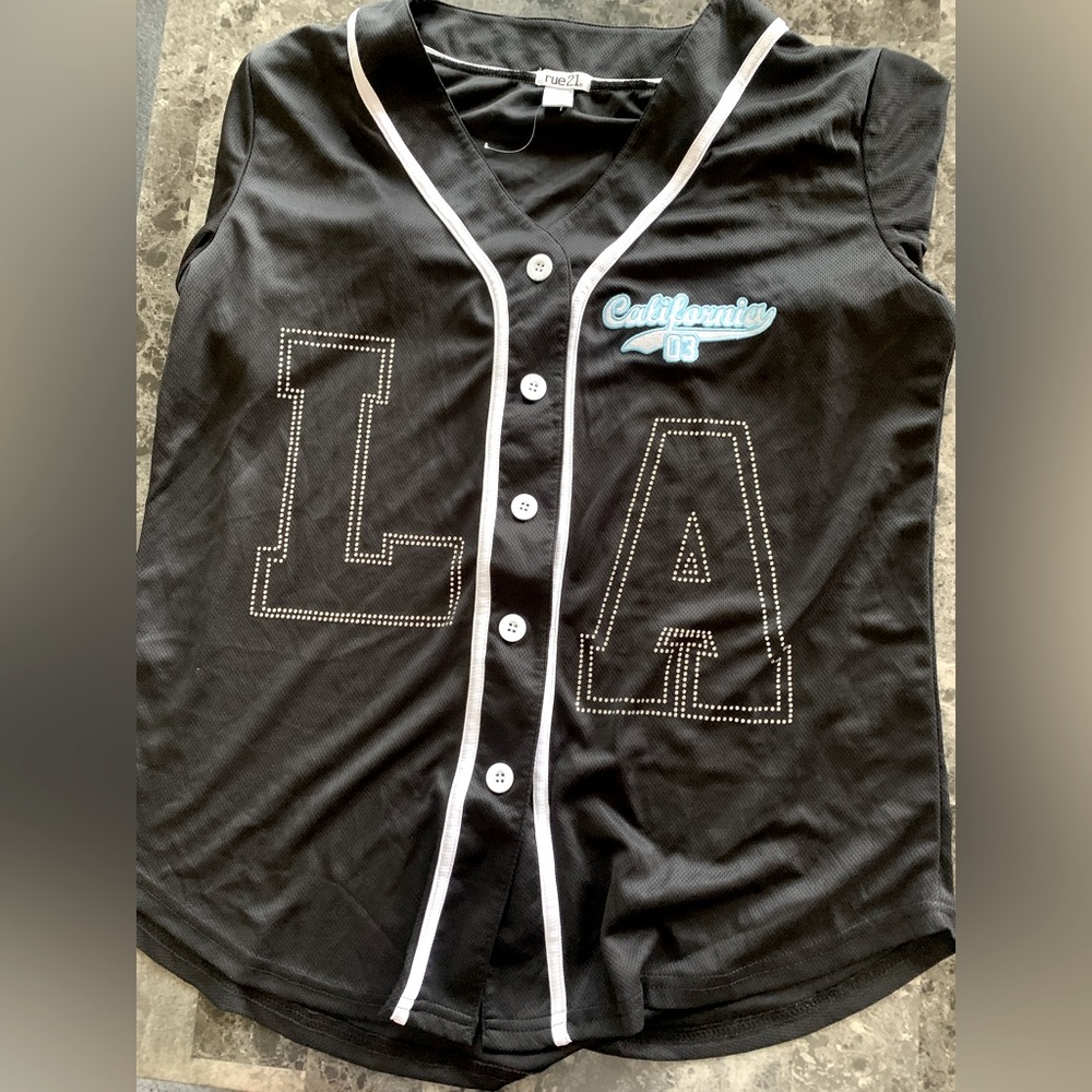 Los Angeles black and sliver button up shirt
